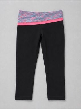 Ivivva Black Capri Leggings with Pink and Heathered Waistband